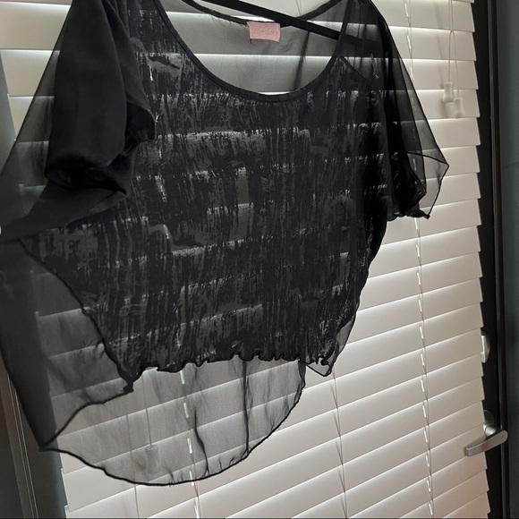 Pretty Silky & Off Shoulder Sheer Blouse Sz S - Picture 4 of 15